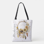 Tote Bag Attrape-rêve bohème à l'aquarelle (Dos)