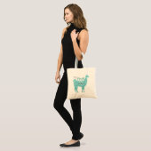 Tote Bag Aucun Prob Llama Turquoise parties scintillant Éti (Devant (modèle))