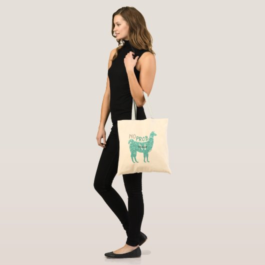 Tote Bag Aucun Prob Llama Turquoise parties scintillant Éti (Devant (modèle))