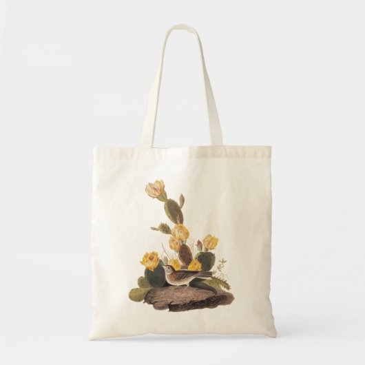 Tote Bag Audubon Vesper Sparrow et Prickly Pear Cactus (Devant)