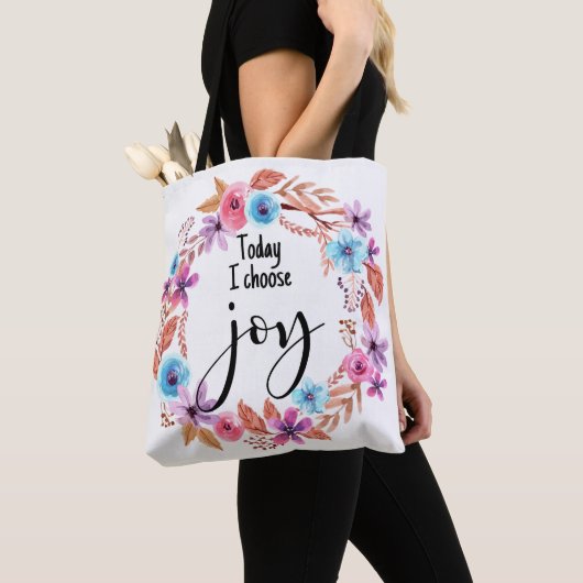 Tote Bag Aujourd'hui, je choisis Joy Citation Inspirationne (De près)