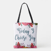Tote Bag Aujourd'hui, je choisis Joy | Fleurs aquarelles (Dos)