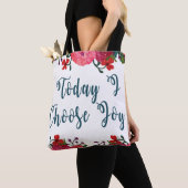 Tote Bag Aujourd'hui, je choisis Joy | Fleurs aquarelles (De près)