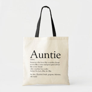Tote Bag Auntie Définition Quota Black and White