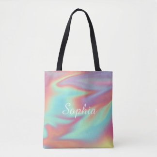Tote Bag Aura de nom holographique iridescent moderne