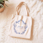 Tote Bag AURELIA Chinoiserie Quelque chose de bleu bonne d'<br><div class="desc">L'Aurelia Collection dispose d'une ligne moderne d'art Chinoiserie et d'élégantes polices de caractères de script de calligraphie. Cette collection est parfaite pour votre évènement victorien "Quelque chose de bleu avant "Je fais".</div>