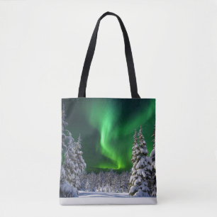 Tote Bag Aurores boréales en hiver