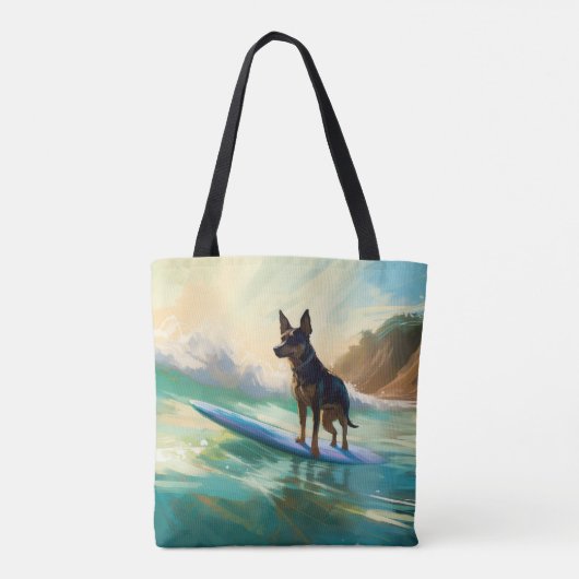 Tote Bag Australian Kelpie Beach Surf Paining (Dos)