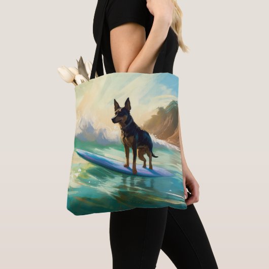 Tote Bag Australian Kelpie Beach Surf Paining (De près)