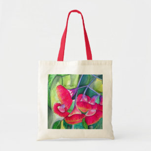Tote Bag Australian red flowering gumnuts watercolor art
