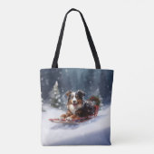 Tote Bag Australian Shepherd hiver neige de Noël (Dos)