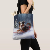 Tote Bag Australian Shepherd hiver neige de Noël (De près)