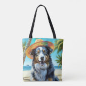 Tote Bag Australian Shepherd On Beach amoureux des chiens c (Dos)