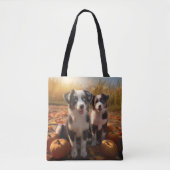 Tote Bag Australian Shepherd Puppy Citrouille de plaisir d' (Devant)