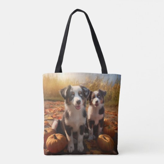 Tote Bag Australian Shepherd Puppy Citrouille de plaisir d' (Dos)