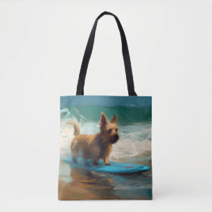Tote Bag Australian Terrier Beach Surfing Paining