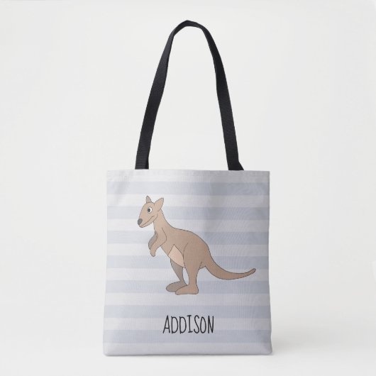 Tote Bag Australie Cute Kangaroo Doodle & Name Kids Diaper (Devant)