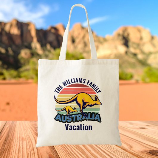 Tote Bag Australie Voyage Cute Kangaroo Sunset Custom