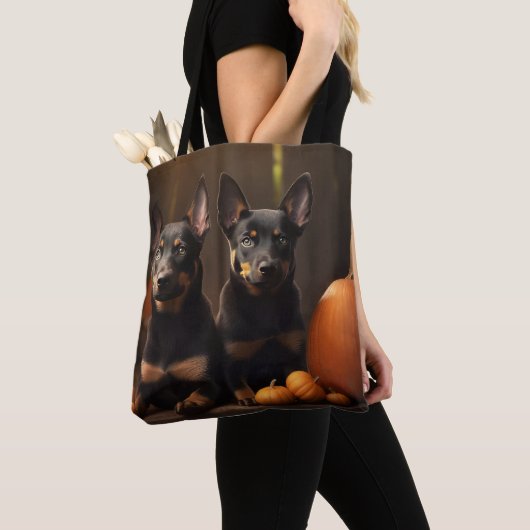 Tote Bag Australien Kelpie Puppy Citrouille de plaisir d'au (De près)