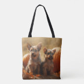 Tote Bag Australien Terrier Chiot Automne Citrouille de pla (Dos)
