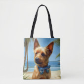 Tote Bag Australien Terrier On Beach amoureux des chiens ca (Devant)
