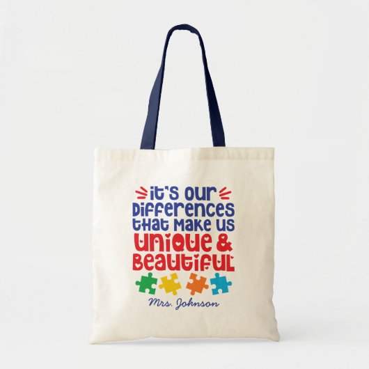 Tote Bag Autism Awareness Quote | Inspirational Teacher (Devant)