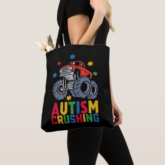 Tote Bag Autisme écrasant Monster Truck Sensibilisation Gar (De près)