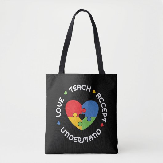 Tote Bag Autisme Enseignant Accepter Comprendre l'amour (Devant)