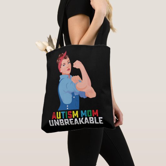 Tote Bag Autisme Maman Fier Indestructible Famille Autiste (De près)