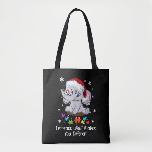 Tote Bag Autisme Noël Embrassez Ce Qui Vous Rend Différents (Devant)