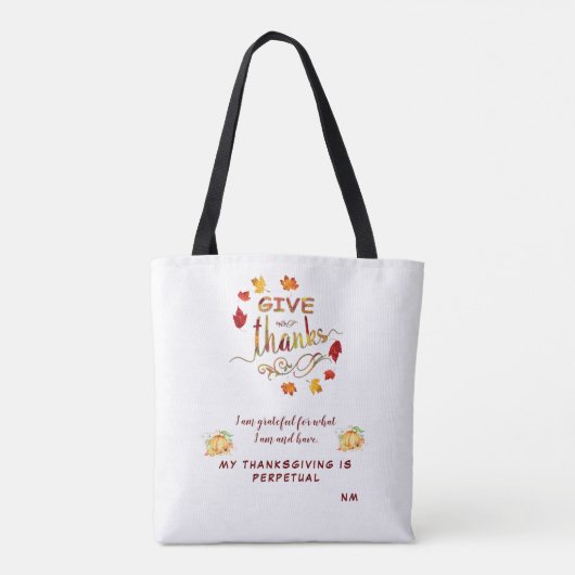 Tote Bag Automne Aquarelle Les Feuilles Remercient Monogram (Dos)