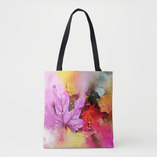 Tote Bag Automne érable feuille aquarelle automne pastel (Devant)