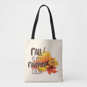 Tote Bag Automne est ma couleur préférée - Citrouille & Feu
