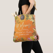 Tote Bag Automne Feuille Citrouille Mariage bois Bienvenue (De près)