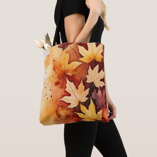 Tote Bag Automne Feuilles Botanique Automne Design Chaud Sa (De près)