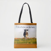 Tote Bag Automne Holstein Vache La vie est meilleure à la f (Devant)