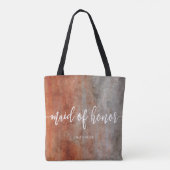 Tote Bag Automne Orange Grey Maid of Honor Monogramme (Dos)