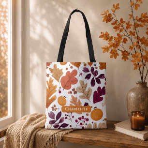 Tote Bag Automne Personnalisé – Feuilles D'automne & Glands