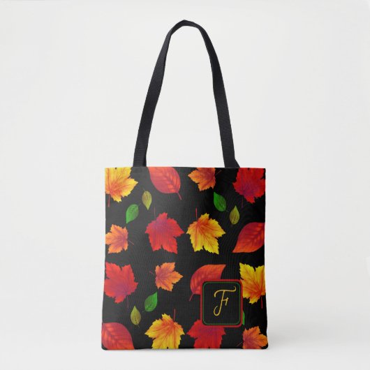 Tote Bag Automne Quitte une seule saison initiale (Devant)