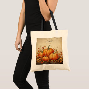 Tote Bag Automne Rustique Orange Citrouille