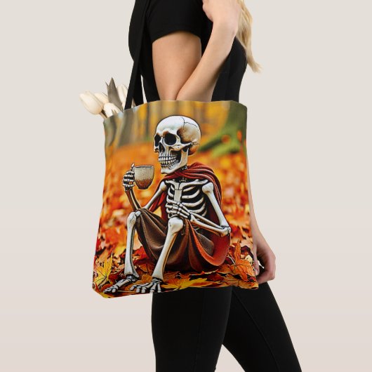 Tote Bag Automne Skeleton Café Break Design (De près)