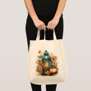 Tote Bag Automne Thanksgiving Citrouille Lanterne Harvest