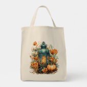 Tote Bag Automne Thanksgiving Citrouille Lanterne Harvest (Dos)
