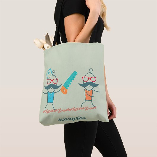 Tote Bag Autopsist Médicale Humour with Mustache Characters