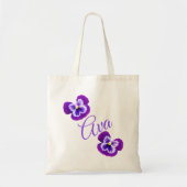 Tote Bag Ava, Nom, Logo Avec Pansies Violettes, (Devant)
