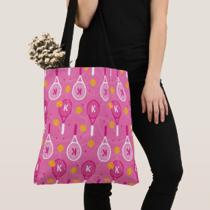 Tote Bag 😍 Avec des raquettes de tennis monogramme rose