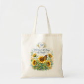 Tote Bag Avec Dieu, monogramme de tournesols (Devant)
