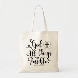 Tote Bag Avec Dieu toutes les choses sont possibles - Matth