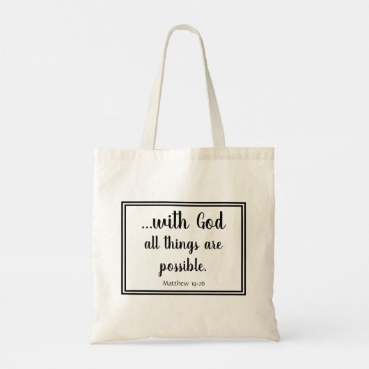 Tote Bag Avec Dieu Toutes Les Choses Sont Possibles Matthie (Dos)