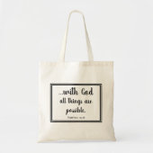 Tote Bag Avec Dieu Toutes Les Choses Sont Possibles Matthie (Devant)